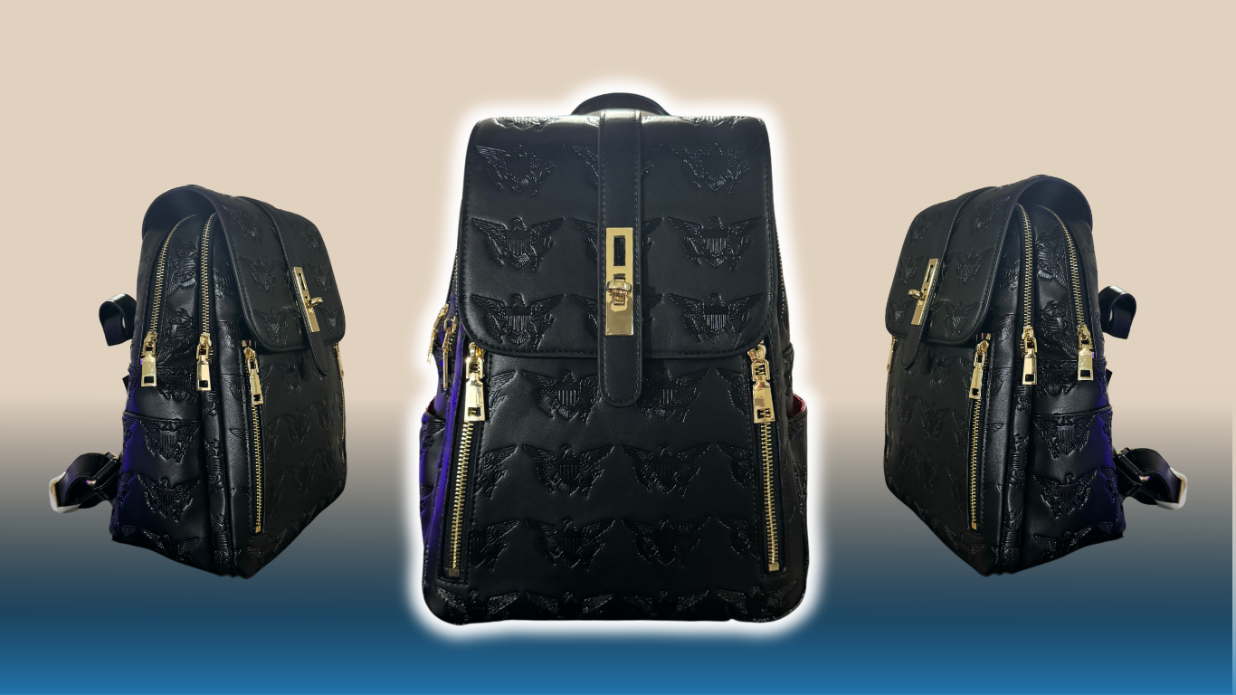 VI Embossed Leather Knapsack
