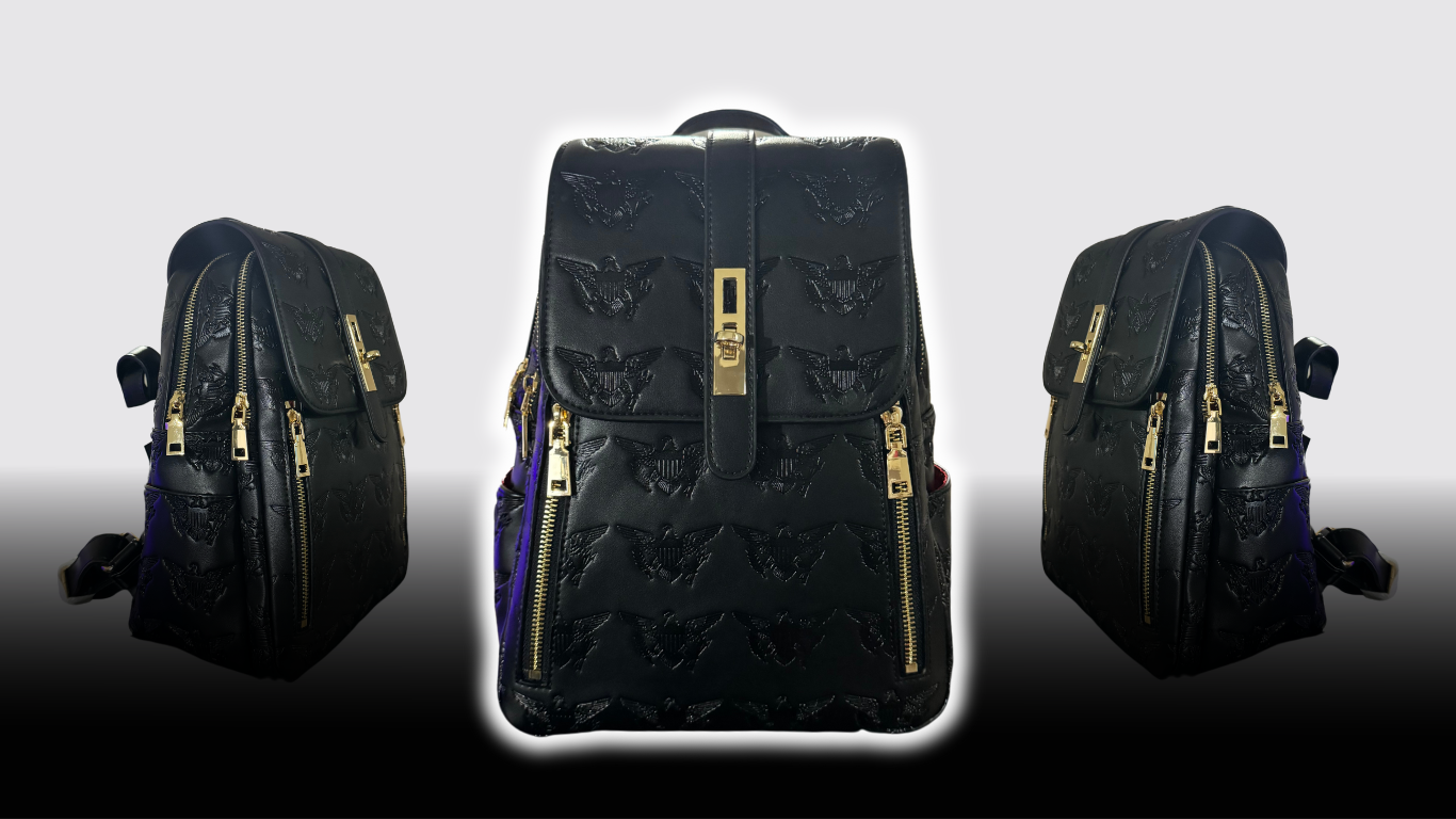 VI Embossed Leather Knapsack